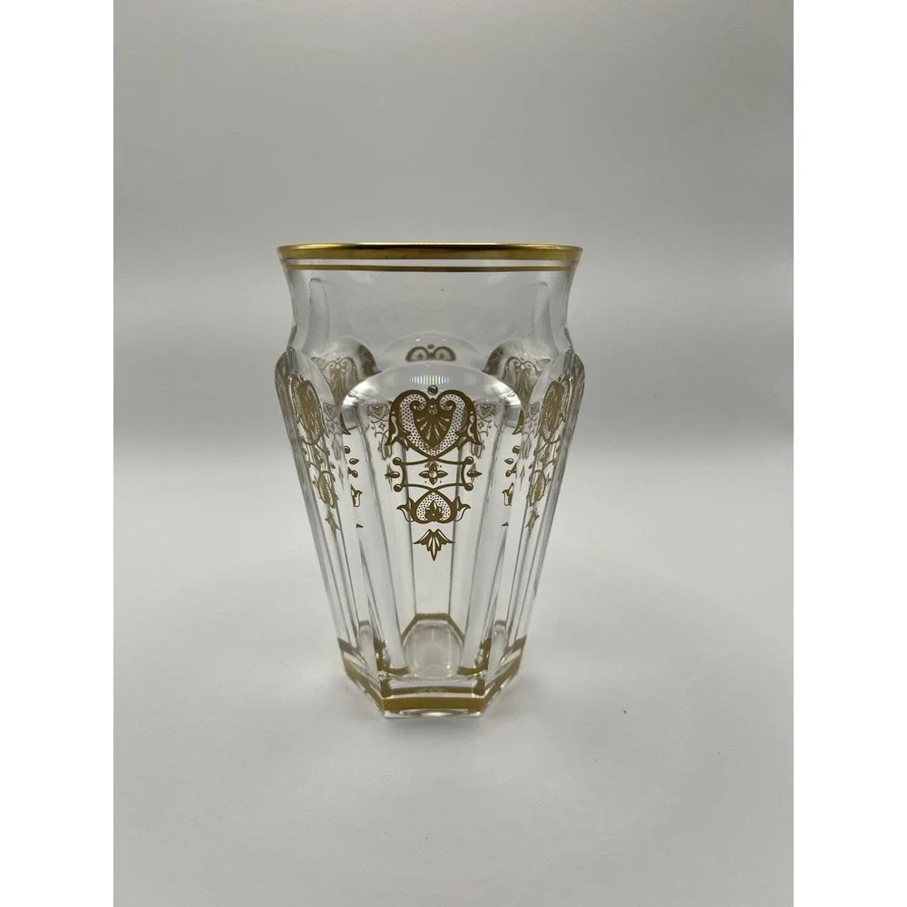 Baccarat Harcourt Empire Crystal Vase Gold Enamel Decor France Signed